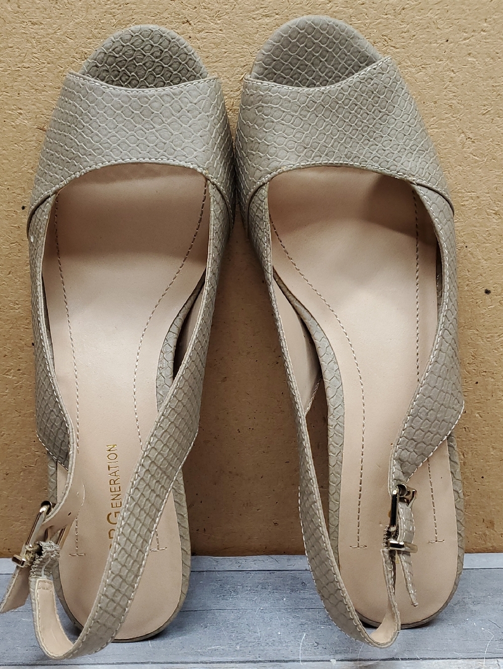 BCBGeneration Taupe Open-Toe Sling-back Wedges Size 8.5 B